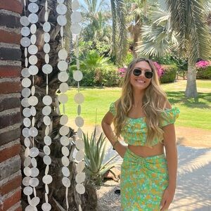 Sabo Skirt Green and Yellow Floral Top and Skirt Set